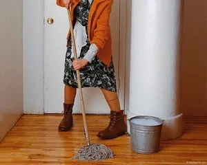 With a broom and a "green card"